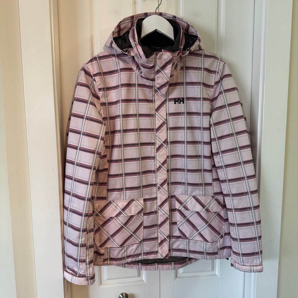 Helly Hansen Pink Plaid Raincoat - Banff-Approved Style | Size 8 💦